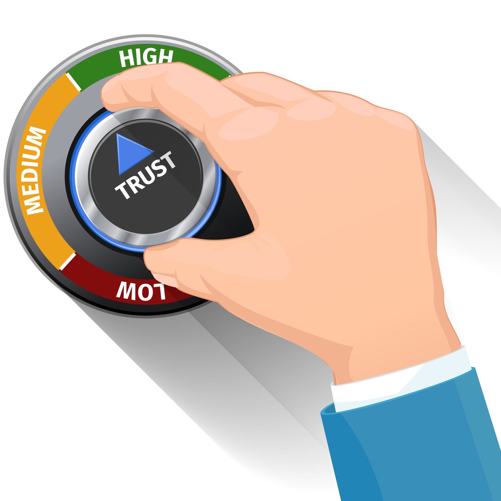 trust knob button or switch. high confidence level vector concept